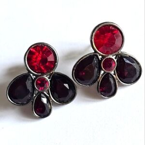 Jewelmint Red Earrings black silver tone